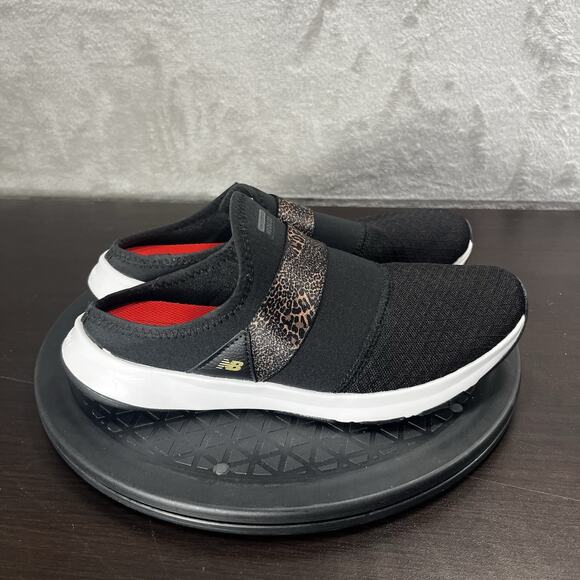 New Balance Womens Size 7.5B Nergize Mule v3 Black Leopard Pint Slip On Shoes - Picture 1 of 10
